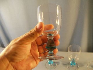Set of 5 Bryce Aquarius Cerulean Blue Wine Goblets Glasses 4 5/8 