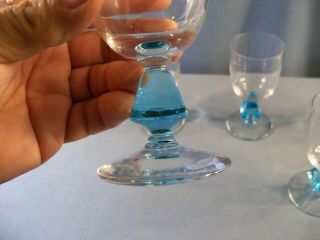 Set of 5 Bryce Aquarius Cerulean Blue Wine Goblets Glasses 4 5/8 