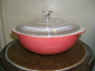 Vintage Pyrex Flamingo Pink 024 2 Qt Round Casserole Dish With Lid