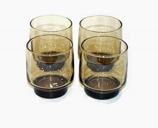 Vintage Libbey Mid - Century Tawny Accents 8 Oz Tumblers Set Of 4