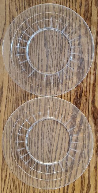 Set Of 2 Hocking Glass Co Block Optic Clear Salad Plates 8 - 1/4 "