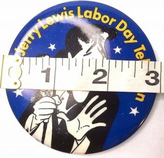 2X VINTAGE 1981 THE JERRY LEWIS LABOR DAY TELETHON PINBACK BUTTONS BADGE 3