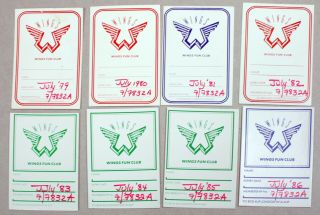 Beatles Wings Paul Mccartney 8 Fun Fan Club Membership Cards - From 79 To 86 - Estw