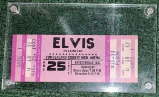 Elvis Presley Concert Ticket Stub August 25 1977 Fayetteville N.  C.