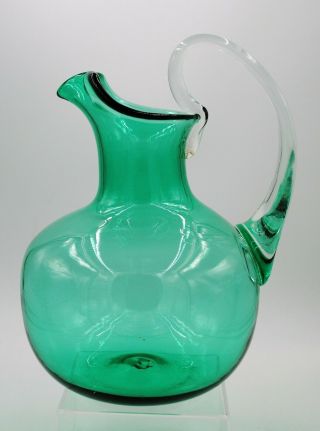 Vintage Blenko Hand Blown Glass Pitcher - 544 - Sea Green