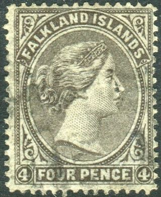Falkland Islands - 1878 - 79 4d Grey - Black Watermarked Paper.  A Fine Sg 2a