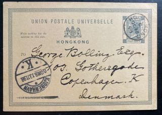 1898 Hong Kong Postal Stationery Postcard Cover To Copenhagen Denmark