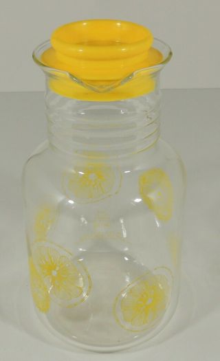 Pyrex 3520 Lemonade Lemon Slices 2 Quart Juice Pitcher Carafe Decanter Euc