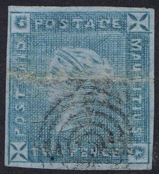 Mauritius 1859 Sg38 2d Blue Lapirot Intermediate 4 Margins Pos.  10 Cat.  £1,  400.  00