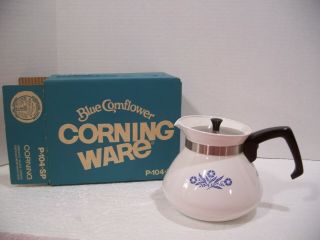 Corning Ware P - 104 Blue Cornflower 6 Cup Tea Pot Teapot Vtg In Opened Box