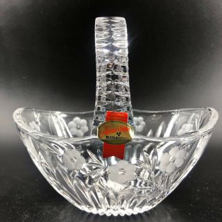 Anna Hutte Bleikristall Germany 24 Lead Crystal Glass Basket - Etched/cut Floral
