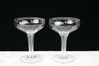 Vintage 2 Hollow Stem Champagne Glasses Art Deco Monterrey Riekes Crisa