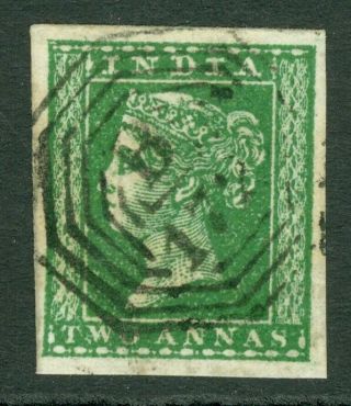 Sg 31 India 1854.  2a Green.  Very Fine Cancelled In Singapore.  4 Large.