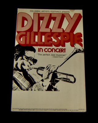 Orig Dizzy Gillespie Columbia Artists Festivals Jazz Concert Poster Martin Cohen