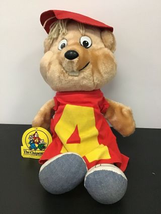 18 " Talking Alvin Chipmunk Plush Toy With Tags From 1983 By Ideal