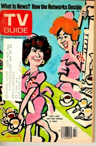 Vintage - Tv Guide July 2nd 1977 - Linda Lavin,  Polly Holliday Of Alice - Vg