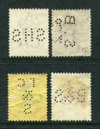 Old China Hong Kong GB QV & KEVII 4 x Stamps to $1 with Perfins 3