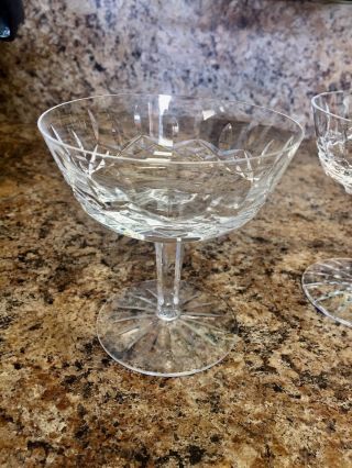 Pair WATERFORD LISMORE Cut Lead Crystal Champagne Tall Sherbet Glasses 2