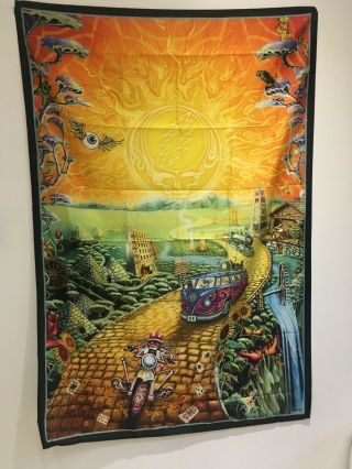 Grateful Dead Golden Road Poster Flag Fabric Wall Tapestry 3x4 Feet Banner