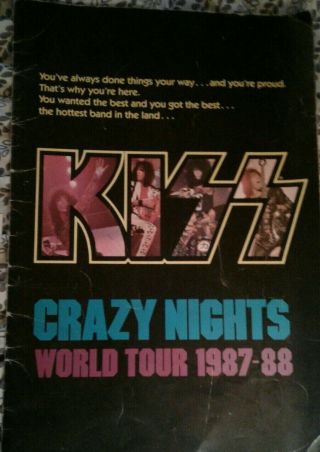 Kiss Crazy Nights1987 Concert Tour Book Official 18 " ×14 " Aerosmith Alice Cooper