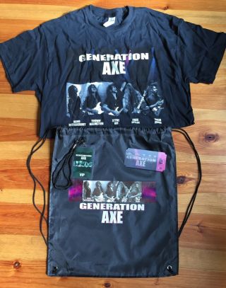 Generation Axe Tour Vip Shirt Bookmark Lanyard Gym Bag Vai Wylde Malmsteen