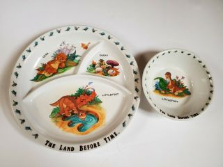 The Land Before Time Rare Plate & Bowl 1988
