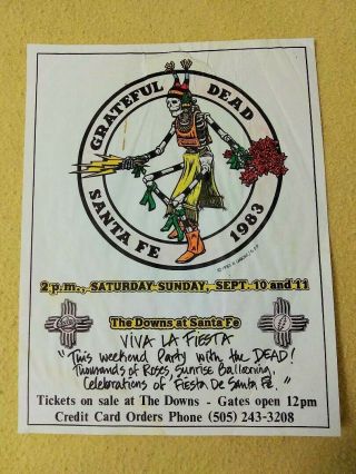 Grateful Dead Santa Fe Handbill Poster September 10 - 11 1983 The Downs