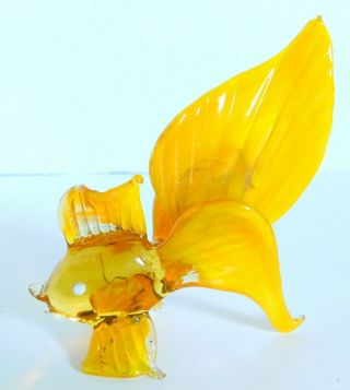 Sweet Vintage Hand Blown Art Glass Fish Goldfish Figurine Paperweight