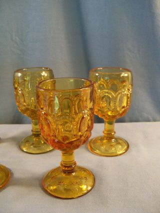 Set of 5 L.  G.  Wright Amber Glass Moon & Stars Wine Goblets 3