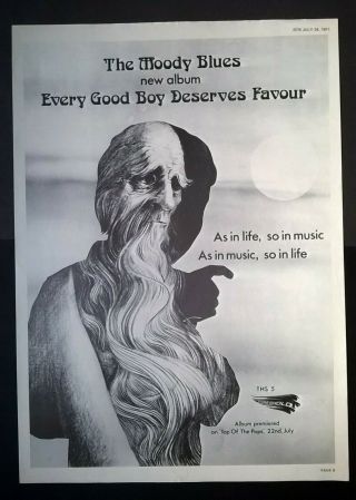 The Moody Blues Every Good Boy Deserves Favour 1971 Promo Advert Poster