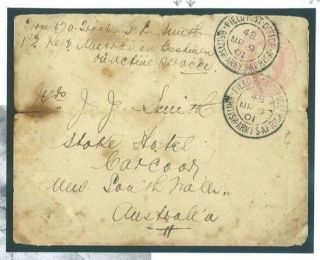 BOER WAR Cover AUSTRALIAN BUSHMEN GB Penny Pink South Africa FPO 1901 NSW M354 3