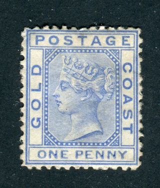 Gold Coast 1875 Qv.  1d Blue.  Mh.  Crown Cc.  P12.  5.  Sg 1.