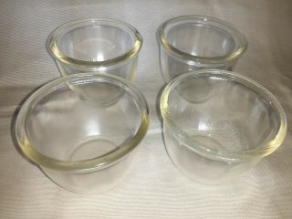 Set Of 4 Rare Pyrex 425 Custard Cups 4oz.  Clear,  Early Trademarks,  Made In Usa