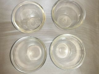 Set of 4 Rare PYREX 425 Custard Cups 4oz.  Clear,  Early Trademarks,  Made in USA 2