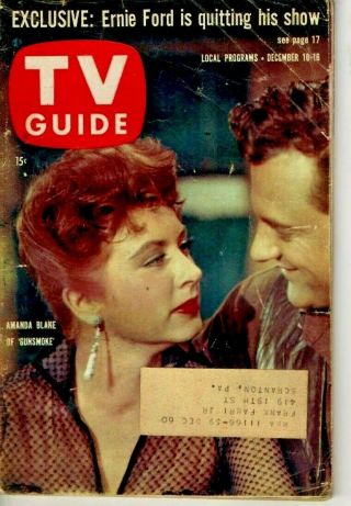 Vintage - Tv Guide Dec 10th 1960 - Amanda Blake Of Gunsmoke - Very Good