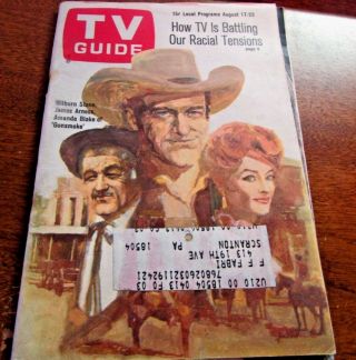 Vintage - Tv Guide Aug 17th 1968 - James Arness,  Amanda Blake - Gunsmoke - Vg