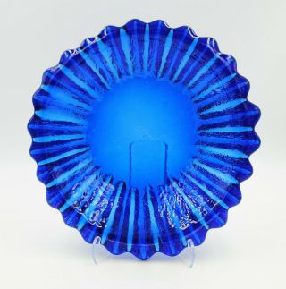 Vintage Blenko Hand Blown Glass Bowl Mcm - 6112s - Husted Design - Persian Blue
