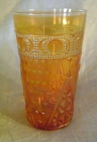 Carnival Glass Tumbler Beaded Spears Antique 1930s Jain Collectibles