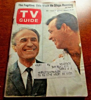 Vintage - Tv Guide - Aug 19th 1967 - Barry Morse - Fugitive - Cover