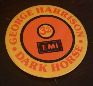 Vtg Rare George Harrison Dark Horse Promo Pinback Button Pin Badge Beatles Htf