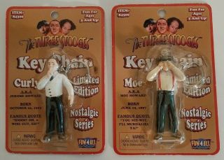 Three Stooges Keychains Vintage Curly & Moe Limited Edition Series 1997 Xx