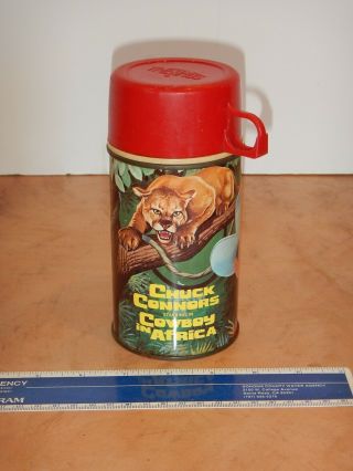 1968 Ivan Tors Cowboy In Africa Tv Series Metal Thermos 2841,  Chuck Connors