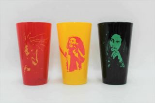 3x Drinking Glasses Bob Marley 56 Hope Road Music Red Yellow & Black Set