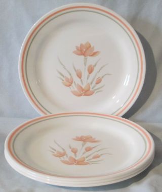 Corelle Corning Peach Floral Bread Plate Set Of 4