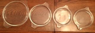 4 Vintage Pyrex 470’s Series Round Glass Casserole Dish Lids