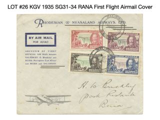 Southern Rhodesia 1935 Kgv Sg31 - 34 Jubilee Rana First Flight Cover Cover