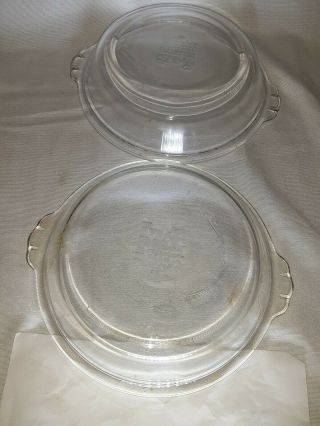 2 Vintage Pyrex 207 Clear Pie Dish Pan / Plates 7 " W/ Tab Handles 18cm,  Usa