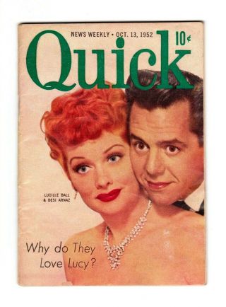 Vintage 1952 Quick News Weekly - Lucille Ball / Desi Arnaz Cover (lqqk)