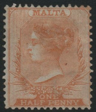 Malta - 1864 ½d Bright Orange Sg 5 Average Mounted V39776