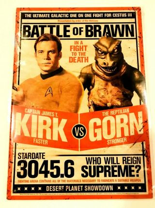 Star Trek Kirk Vs Gorn Battle Of Brawn Tin Sign 8 X 11.  5